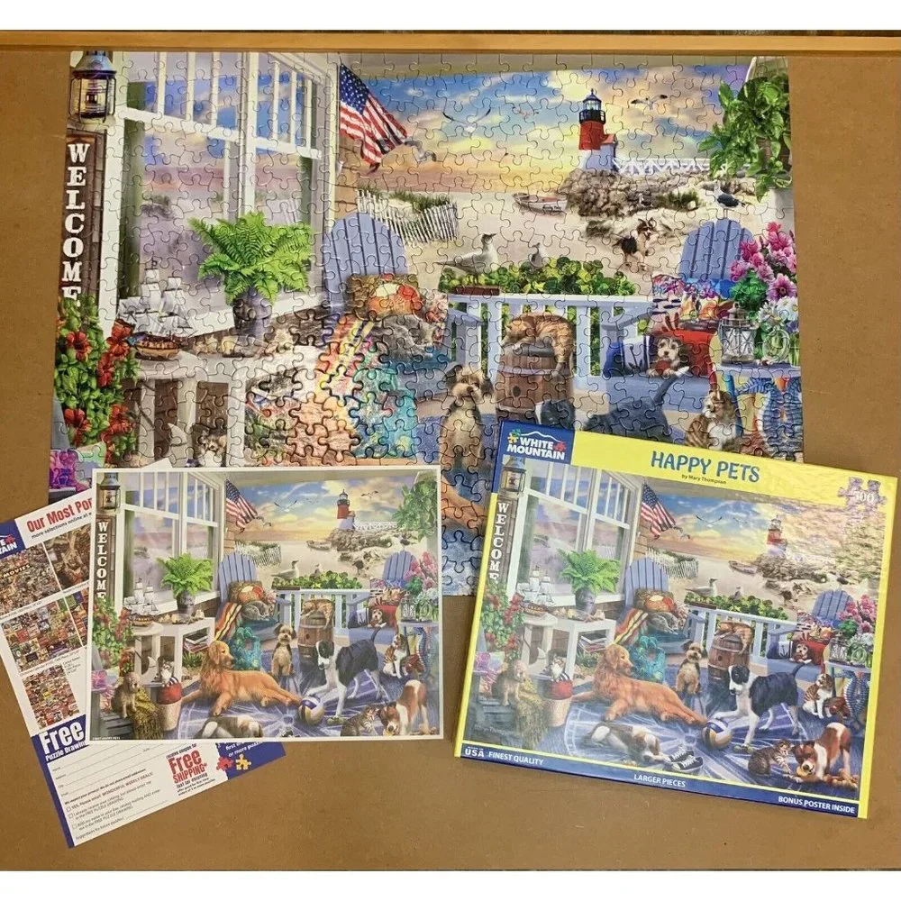 White Mountain jigsaw puzzle; complete Happy Pets‎ 500 pieces